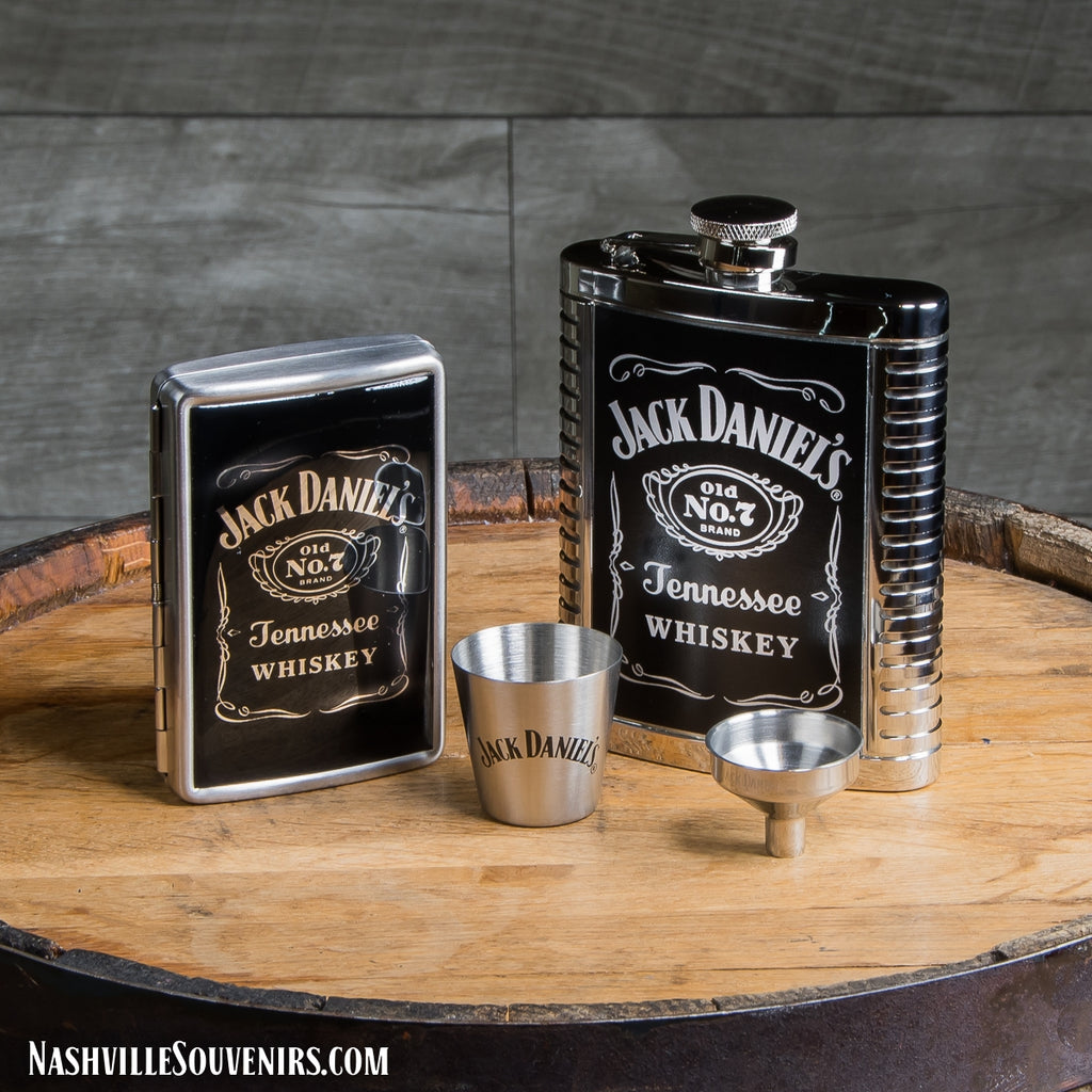 Jack Daniels Gift Set with Flask/Case/Shot and Funnel