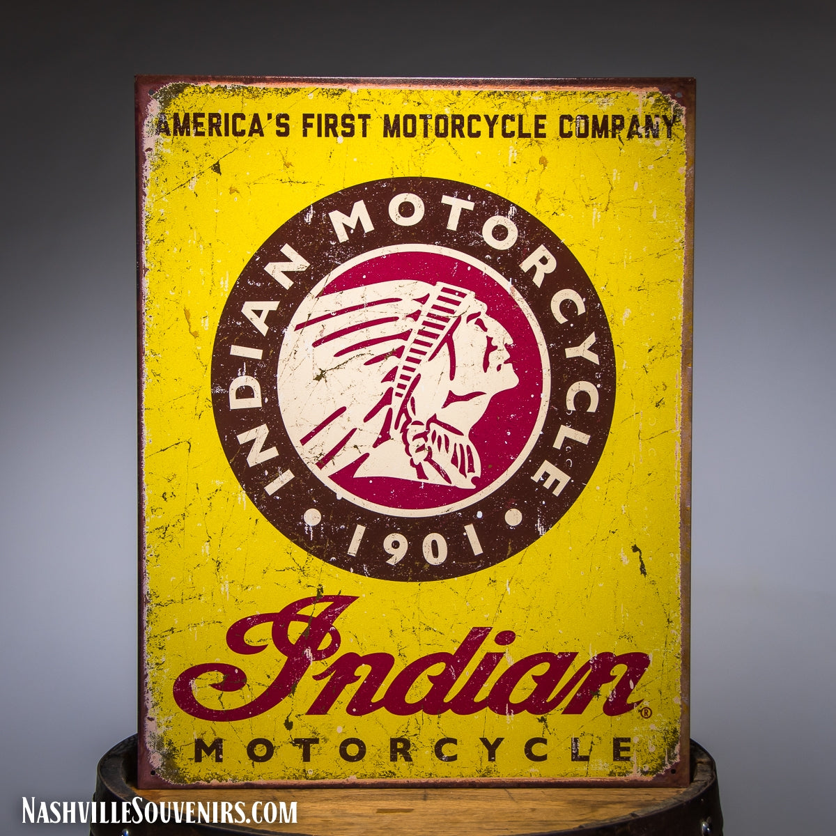 Indian America s First Motorcycle Company Tin Sign NashvilleSouvenirs