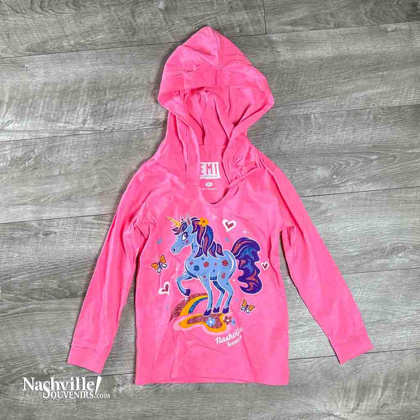 Kids pink Nashville Glittery Unicorn T-shirt